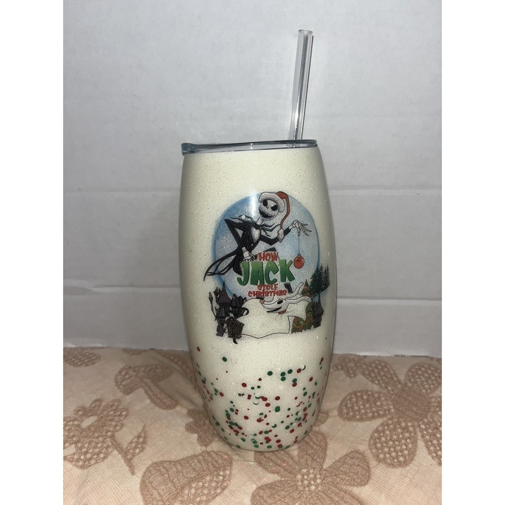Nightmare before Christmas Inspired tumbler stainless steel 30 Oz Epoxy Glitter